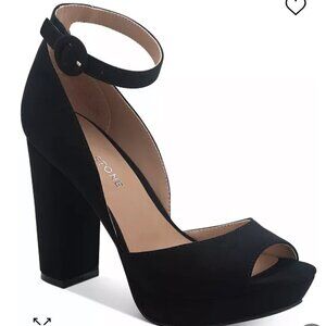 Like New Sun + Stone Reeta Peep Toe Block Heel Platform Sandals, Size 8